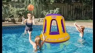 Pool Basketball Hoop, Inflatable Hoop with Ball, Pool Toys Games #USA #Pool #Games #Kids #Buy