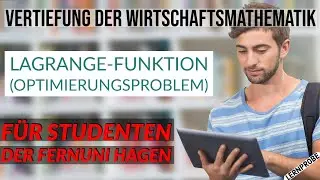 Vertiefung Wirtschaftsmathematik - Lösung Optimierungsproblem - Lagrange Funktion - Fernuni Hagen
