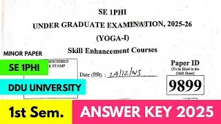 Yoga Answer Key 2025 DDU University | SE 1PHI Answer Key 2025 1st Semester | SE 1PHI Solutions 2025