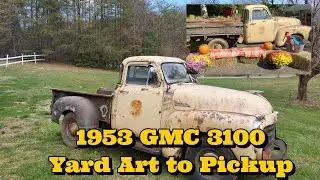 1953 GMC 5 Window truck goes from broken frame yard art to pickup again #chevy #gmc