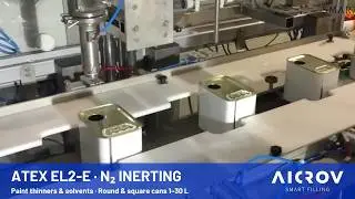 LIQUID FILLING MACHINE EL2-E ATEX PAINT THINNER ROUND AND SQUARE CANS PRESSURE CAP