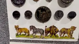 A close look at a grouping of 19th century buttons in Grandmother's Buttons' Button Museum