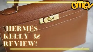Close up & Review of Hermes Kelly 32 Gold Epsom Sellier