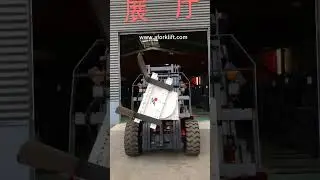 3500Kg Four wheel drive forklift showcases its rotating fork and mast