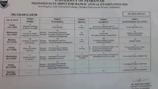 Ma/Msc Datesheet 2020 Kpk