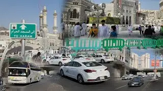 أجمل أذان وجولة عصرية في شارع أم القرى وطريقي إلى المسجد الحرام لأداء صلاة العصر مساء الخميس