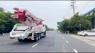Another batch of 49m truck-mounted boom pump sent to GCC #boompump #concrete #truemax #machinery