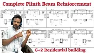 Complete plinth beam reinforcement details of G+2 Building | civil engineering | Plinth beam |