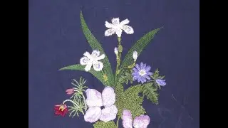 「春の山野草刺繍ワンピース」前身ごろ№1　“Spring Wildflower Dress”Front panel№1