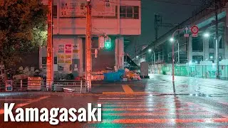 Rainy Osaka Night Walk - Kamagasaki Airin District 4K HDR Japan