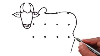 How to draw Cow From 12 Dots | Easy Cow Drawing For Beginners | Dots Drawing