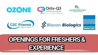 Вакансии в фармацевтике 2025 | Ozone, Ortiv-Q3, Aurobindo, Biocon, Micro Labs, C2C Pharma (для но...