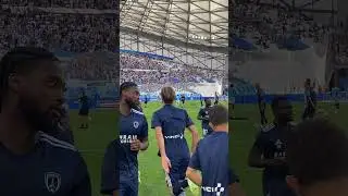 OM-PFC : l&rsquo;entr&eacute;e des deux &eacute;quipes &agrave; l&rsquo;&eacute;chauffement #pourtoi #om #olympiquedemarseille #teamom
