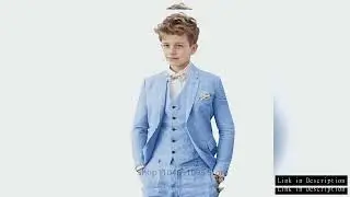 Blue/Beige Linen Suit Set for Boys 2-18 Years Notched Lapel Blazer Vest Pants Sets Casual Suit For W