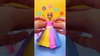 From Plain to Pretty&mdash;DIY Polymer Clay Transformation for Your Doll! 🌈🎀 #shorts