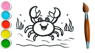 Crab drawing for kids | Coloring Painting |How to draw crab step by step for beginners #crab 