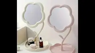 Trumpet Flower-Shaped Cosmetic Mirror with High-Definition Glass & Adjustable Bracket