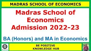 Madras School of Economics - Admission 2022-23, BA (Honors) and MA in Economics