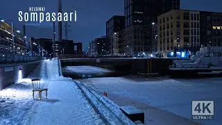 Winter Night Walk in Helsinki 🇫🇮 | Sompasaari Urban Exploration