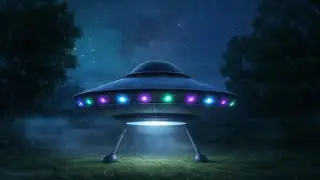UFO in Backyard at Night Alien Saucer Ambience Sleep Sounds + Crickets for Deep Sleep 10 Hours