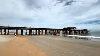 they built a pier next to our old pier so they can build a new pier, Flagler Beach Fl pier const. ￼