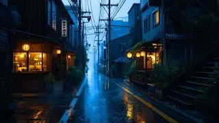 🌧️ Rainy Urban Lofi for Focus & Sleep | 1 Hour Chillhop Beats in a Cozy Japanese Street (No Lyrics)