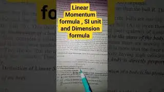 Linear momentum formula | SI Unit | Dimension Formula #physics #neet #htet