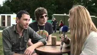 Shed Seven fresh off stage chatting with V Festival's Ellie at Weston Park