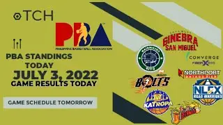 PBA STANDINGS TODAY as of JULY 3, 2022 ; PBA GAME RESULTS TODAY ; GAME SCHEDULE TOMORROW