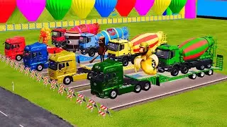 TRANSPORTING ALL MIXER TRUCK with POWERFUL FLATBED TRAILER TRUCK, ITALIAN BRAINROT - FS22 #1 