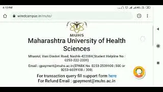 How to pay online fees on MUHS NASHIK website for any courses.