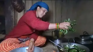Typical Nepali organic delicious food || Makhan khadkha ||  Nepali Village