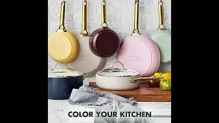 GreenPan Reserve Hard Anodized Healthy Ceramic Nonstick 10 Piece Cookware Pots and Pans Set, Gold Ha
