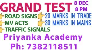 DRIVERS GRAND TEST Road Signs, Traffic Signals, MV Acts