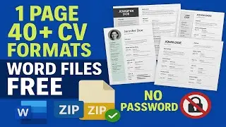 40+ CV Format Word Files Free Download | 1 Page CV | No Password ZIP File