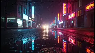 Neon Reflections Floating Above Rainy City. | Rainy Night Urban Lo-fi (1 Hour)