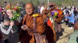 Buddhist monks walking for peace in USA 🇺🇸 #walkforpeace #aloka #alokathepeacedog 