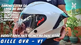 GILLE GVR - V1 Dual Visor Open Face Helmet - Unboxing  - Quick Look - Spoiler Installation