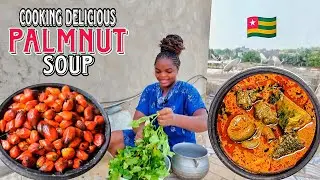 Cooking delicious traditional Togolese palmnut soup and Tilapia tomatoes stew in Togo🇹🇬 west Africa🌍
