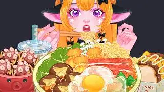 ANIME MUKBANG: Giant Hot Pot Feast & Takoyaki (No Talking) #mukbang #asmr #hotpot #takoyaki #anime