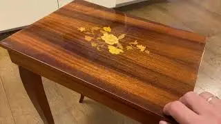Italian Marquetry Inlaid Wood Jewellery Sewing Games Storage Music Box Table