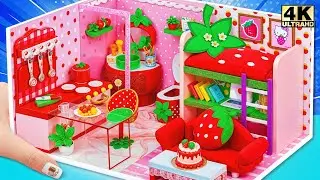Make a Miniature Strawberry House from Scratch 🍓😸 | 10 Days of DIY with Cardboard | Miniature House