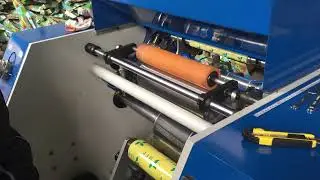 Five shaft cling film rewinding machine