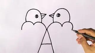 How To Draw Love Birds From A Letter l Drawing Pictures l Love Bird Drawings l Letter Drawing