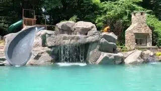 RicoRock Swimming Pool Grotto w/ Slide & Fire Feature