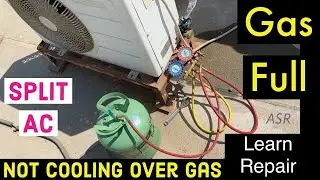 Split ac Gas full but not cool check found gas over Compressor pumping faulty ya gas problem Learn