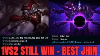1 на 2 БОТ - ТРОЛЛИНГ САППОРТА НАВЕРХУ #lol #leagueoflegends #jhin #jhinmain #shaco #troll #support