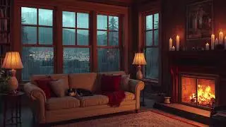 Wooden Forest Cabin 🌧️ Rain on Window & Crackling Fireplace for Sleep & Focus | Cozy Nook Corner