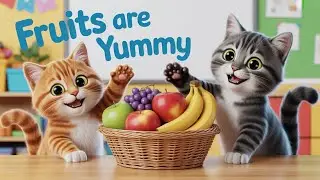 Learn Fruits with Cute Cats🍎🍌| Part 1🍎🍌🍓 | Fun Fruit Learning for Kids