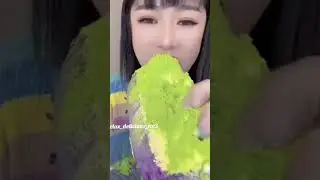 Matcha Color Eating Ice Cake #food #asmr #ice #eating #eatingice #iceasmr #asmrice #eatingice 